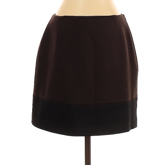 Tahari Elena Color Block brown/Black mini Skirt 4 - Picture 1 of 6